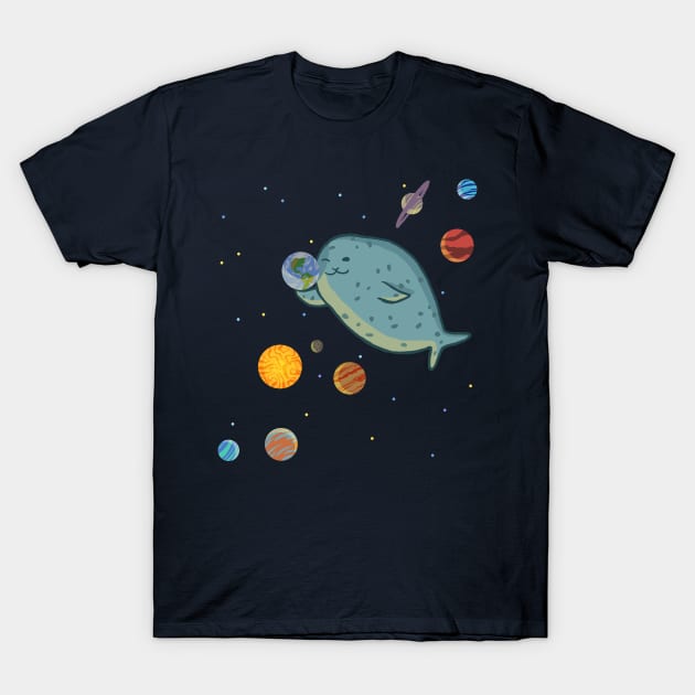 Space Seal Booping the Earth T-Shirt by ELMayer